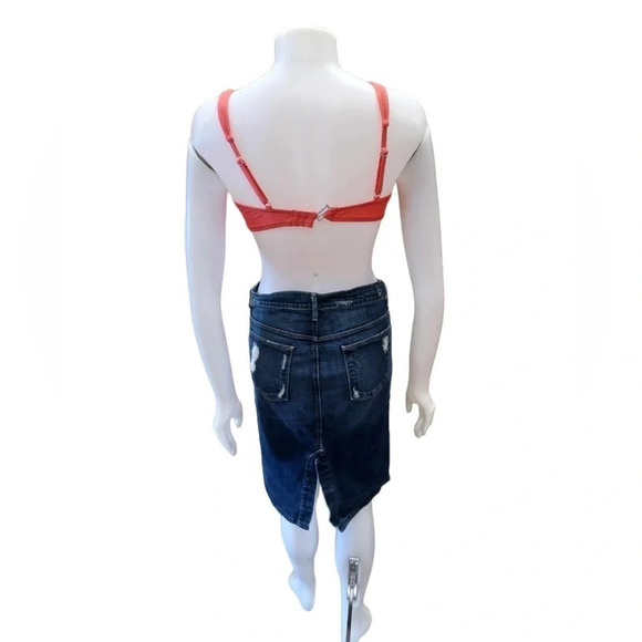 7 for all mankind Distressed Medium Wash Denim Pencil Skirt  Size 29 - Picture 3 of 11
